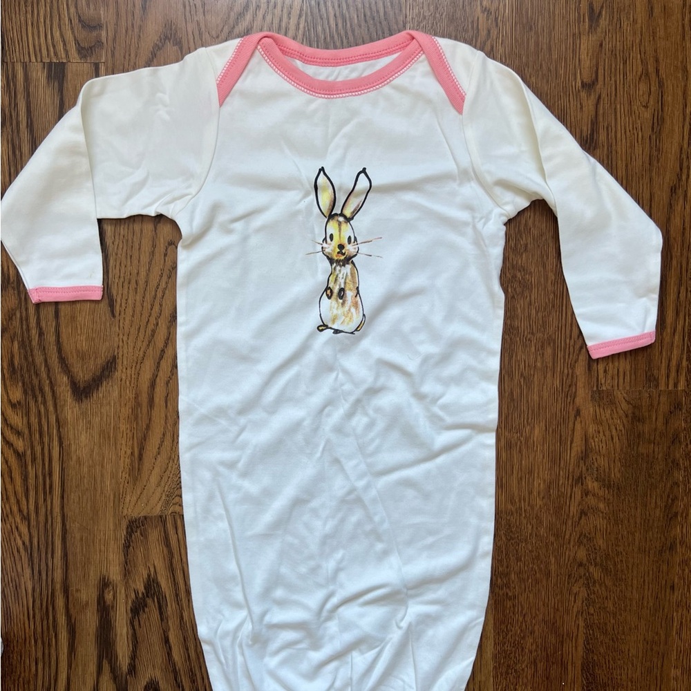 Baby Soy Rabbit Pink Trim Organic Baby Gown